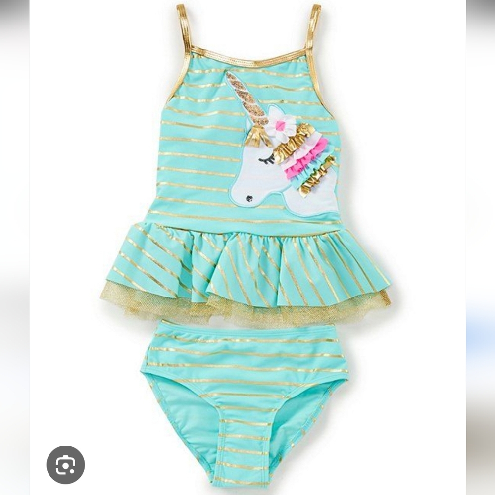 NWT Flapdoodles Unicorn swimsuit 12M